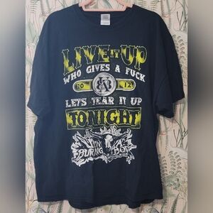 Black Graphic Tee with Bold Yellow Accents